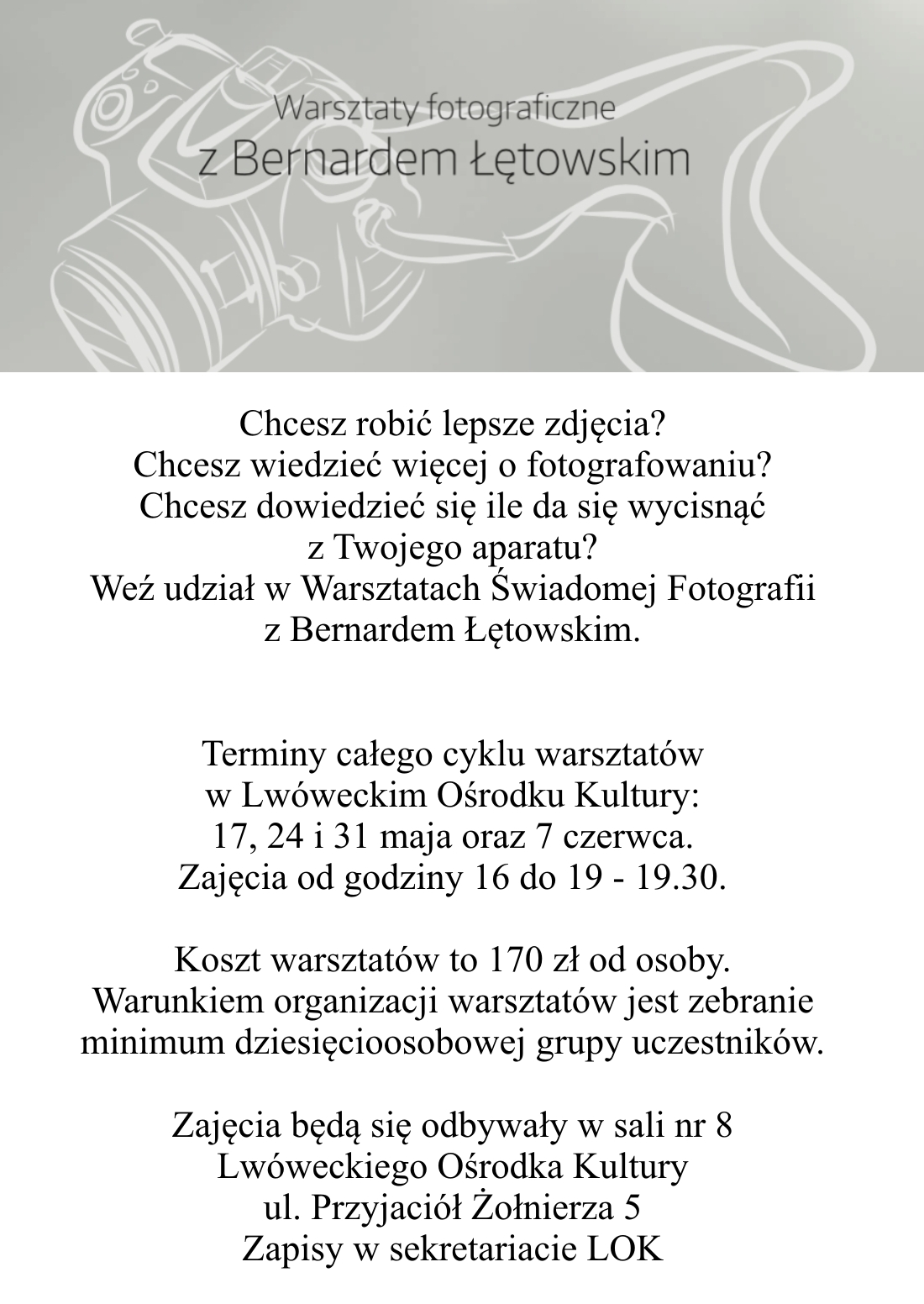 Warsztaty fotograficzne z Bernardem Łętowskim