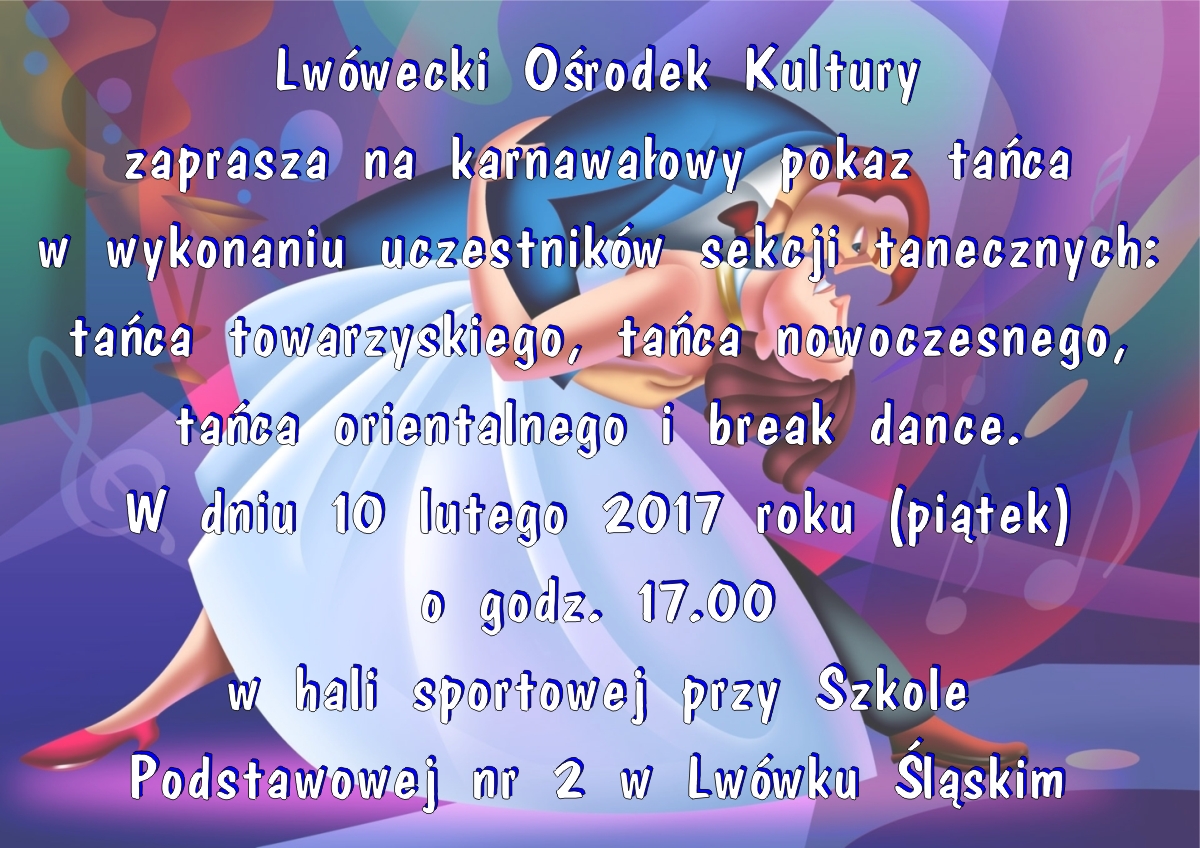 Karnawałowy pokaz tańca towarzyskiego