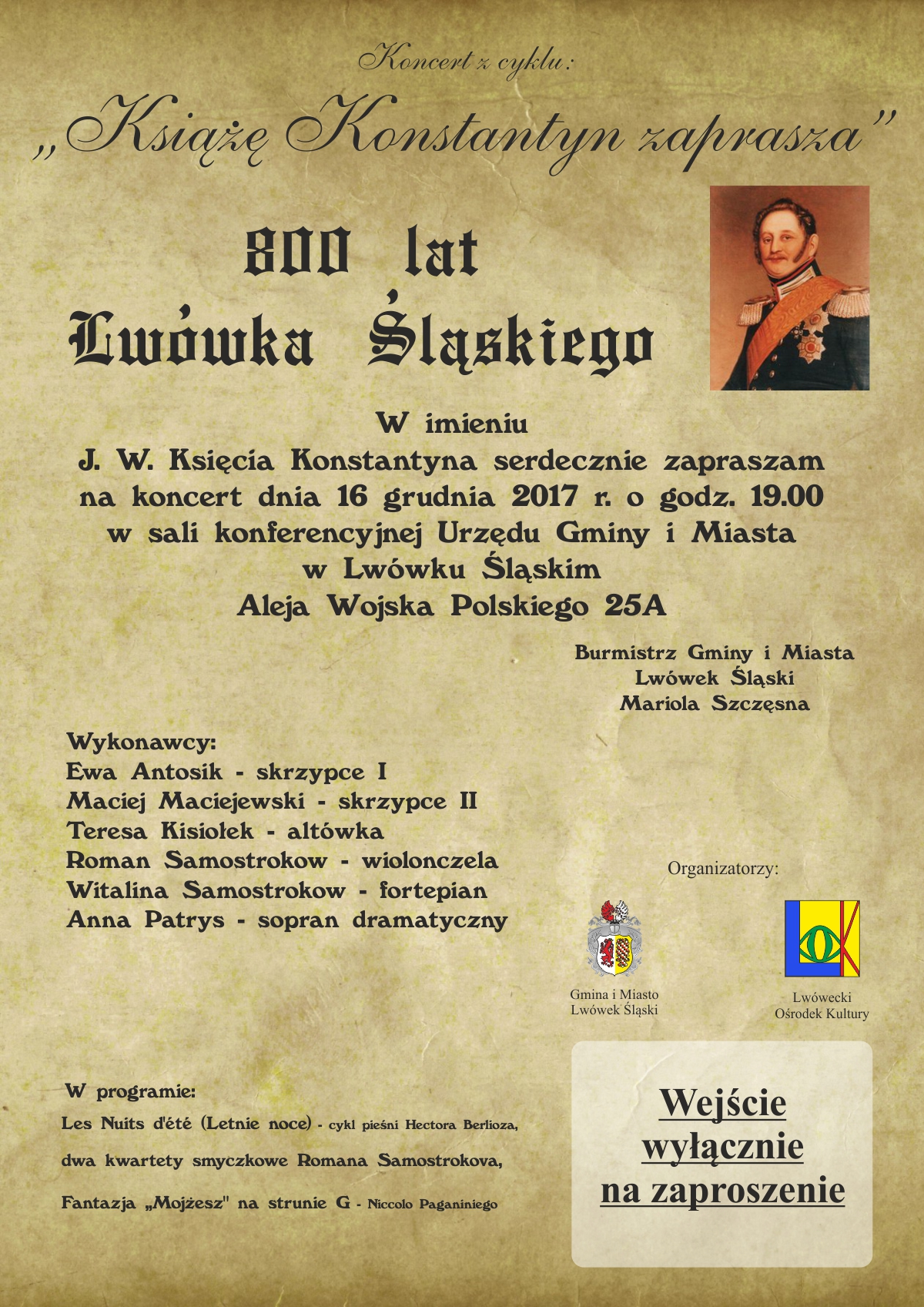 Koncert z cyklu: Książę Konstantyn zaprasza