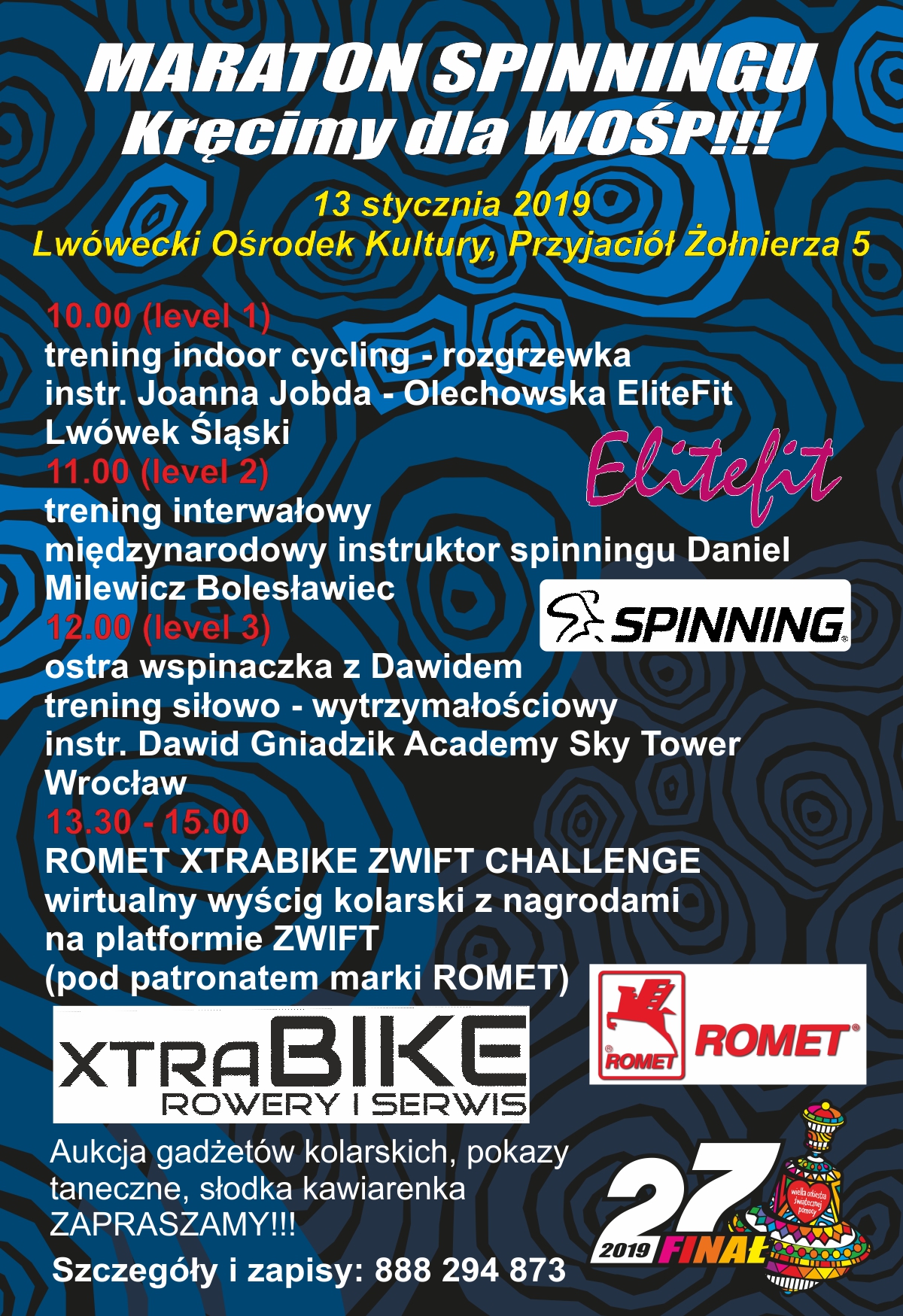 Finał WOŚP – Maraton spinningu rowerowego