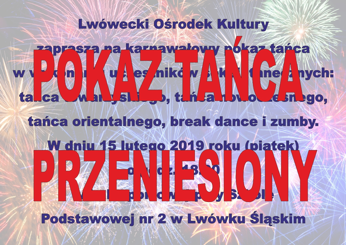 Karnawałowy pokaz tańca – PRZENIESIONY!!!