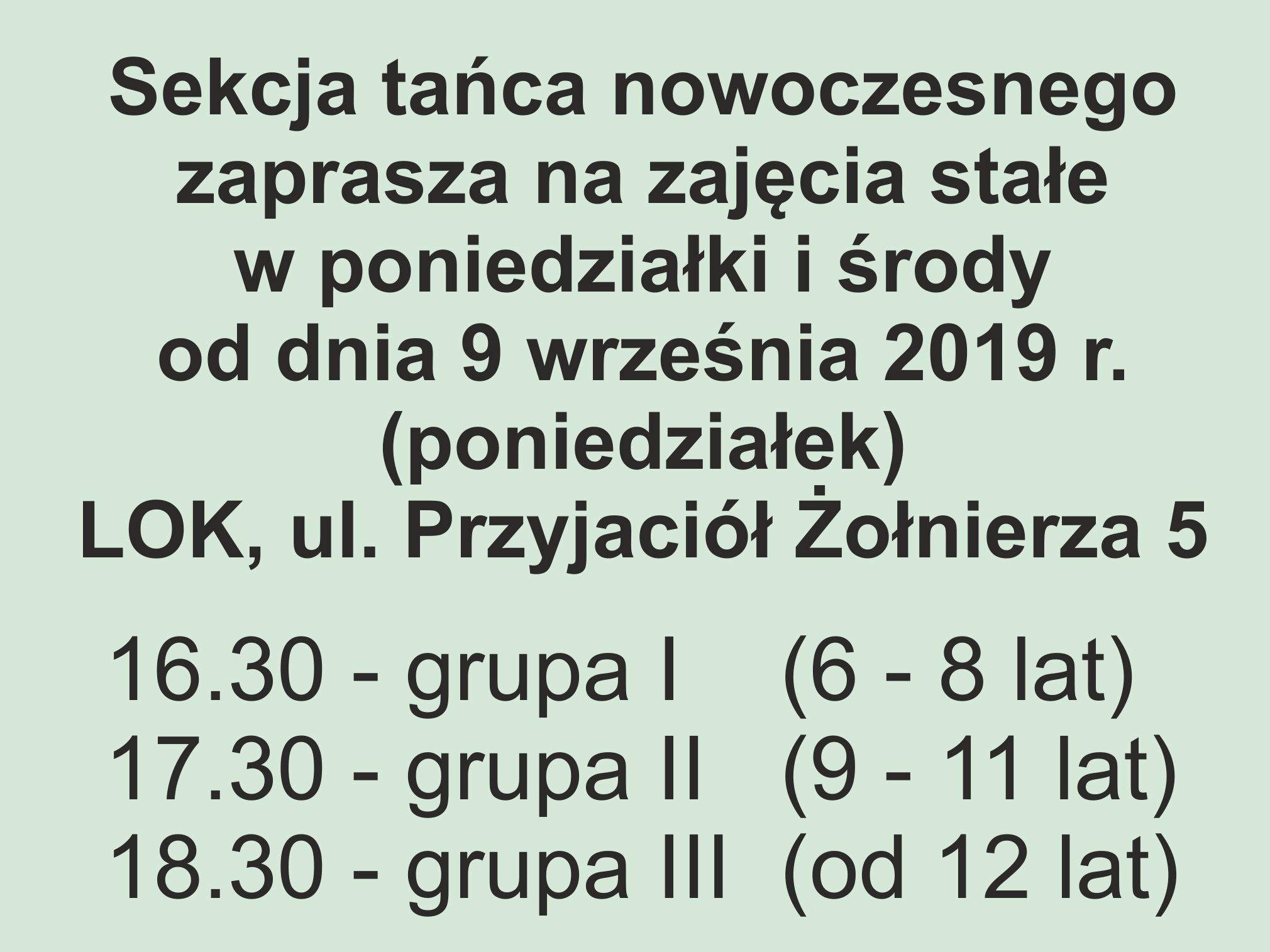 Zajęcia tańca nowoczesnego 2019/2010