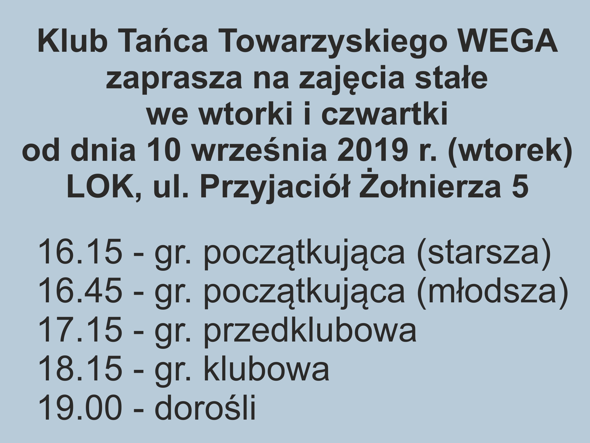 Zajęcia tańca towarzyskiego 2019/2020