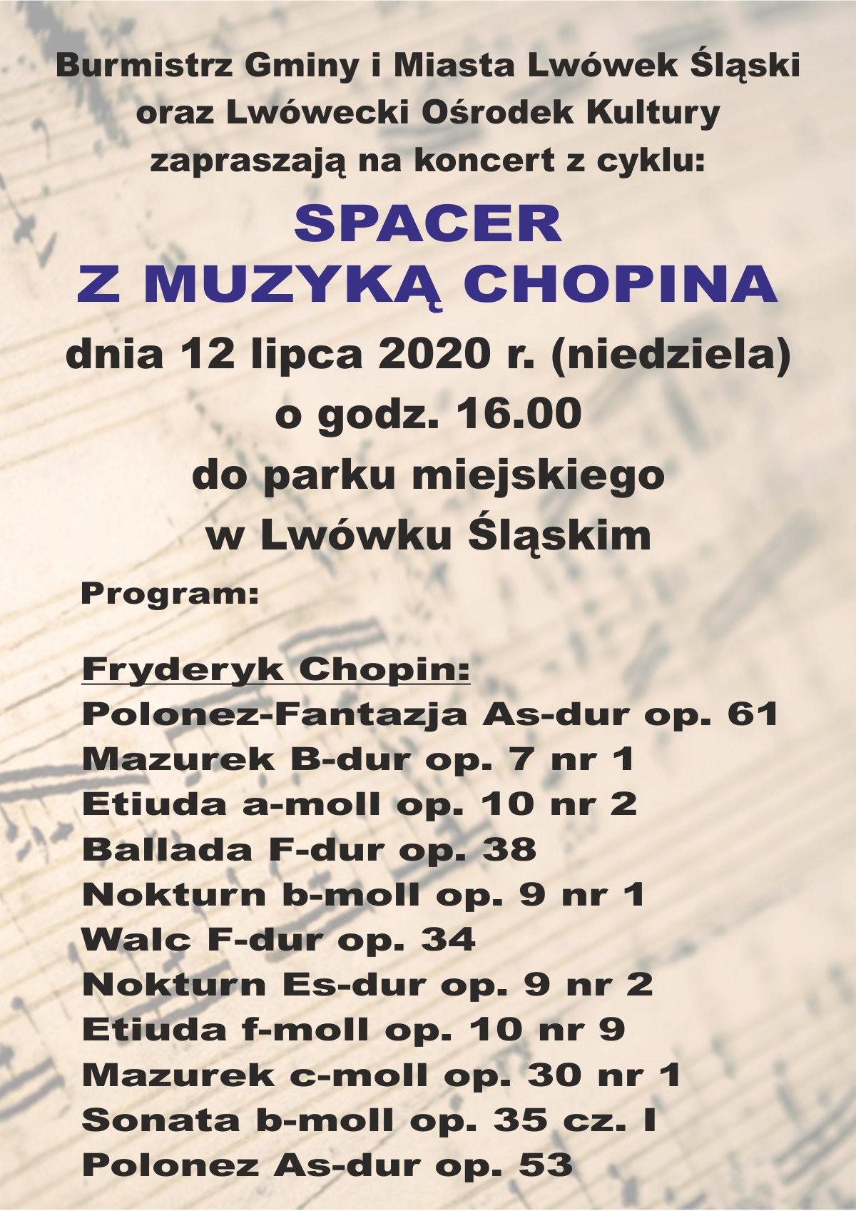 Koncert z cyklu – Spacer z muzyką Chopina