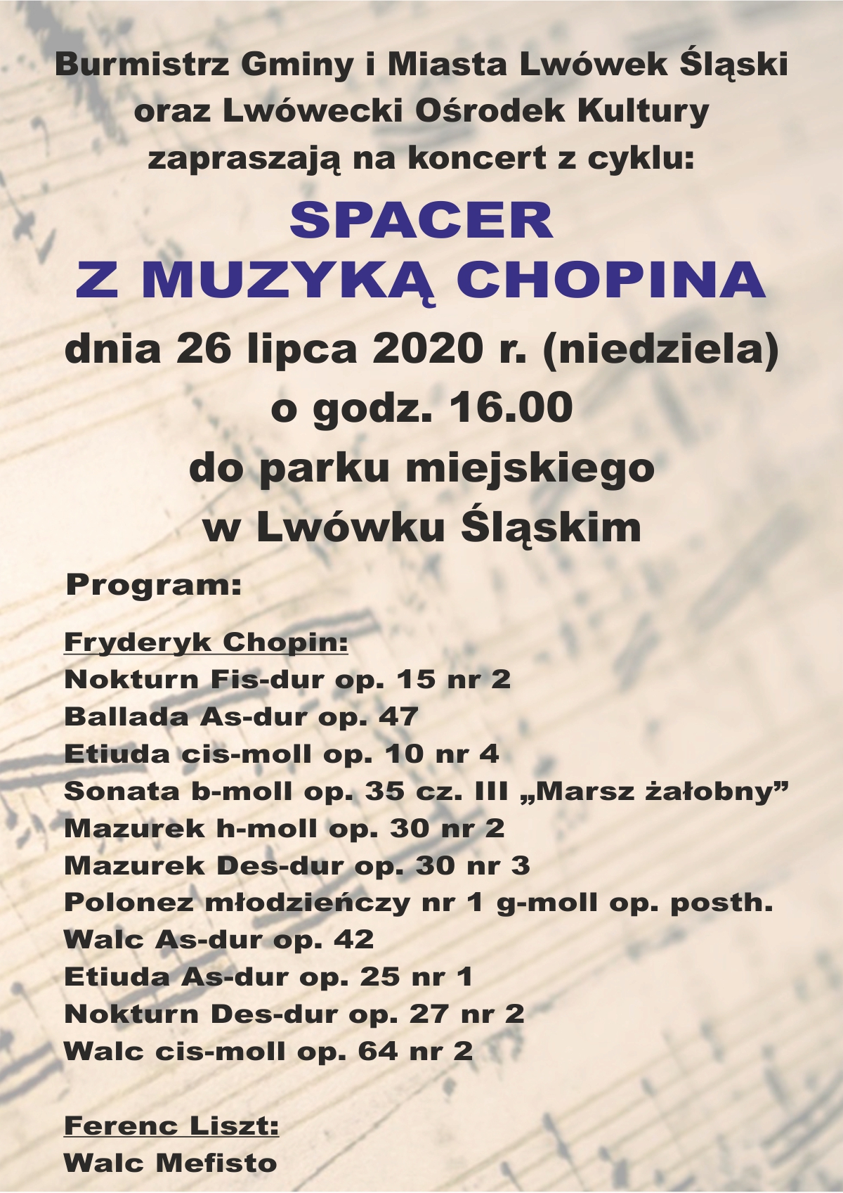Koncert z cyklu – Spacer z muzyką Chopina