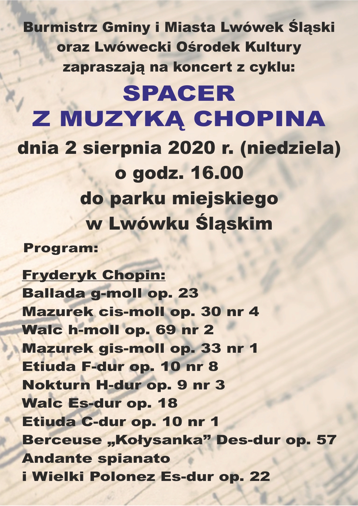 Koncert z cyklu – Spacer z muzyką Chopina