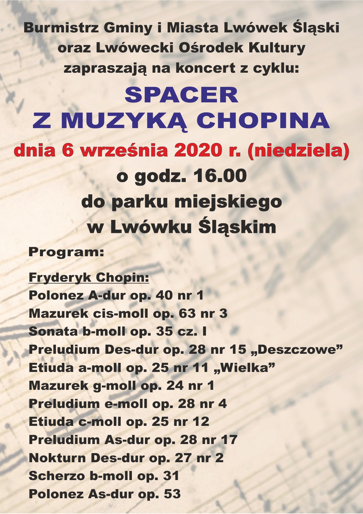 Koncert z cyklu – Spacer z muzyką Chopina