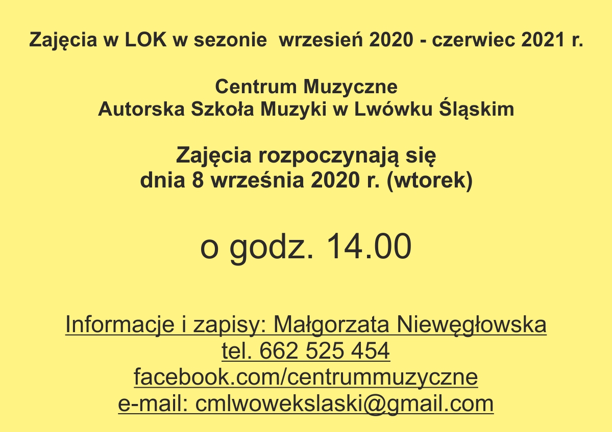Centrum Muzyczne – zajęcia 2020/2021