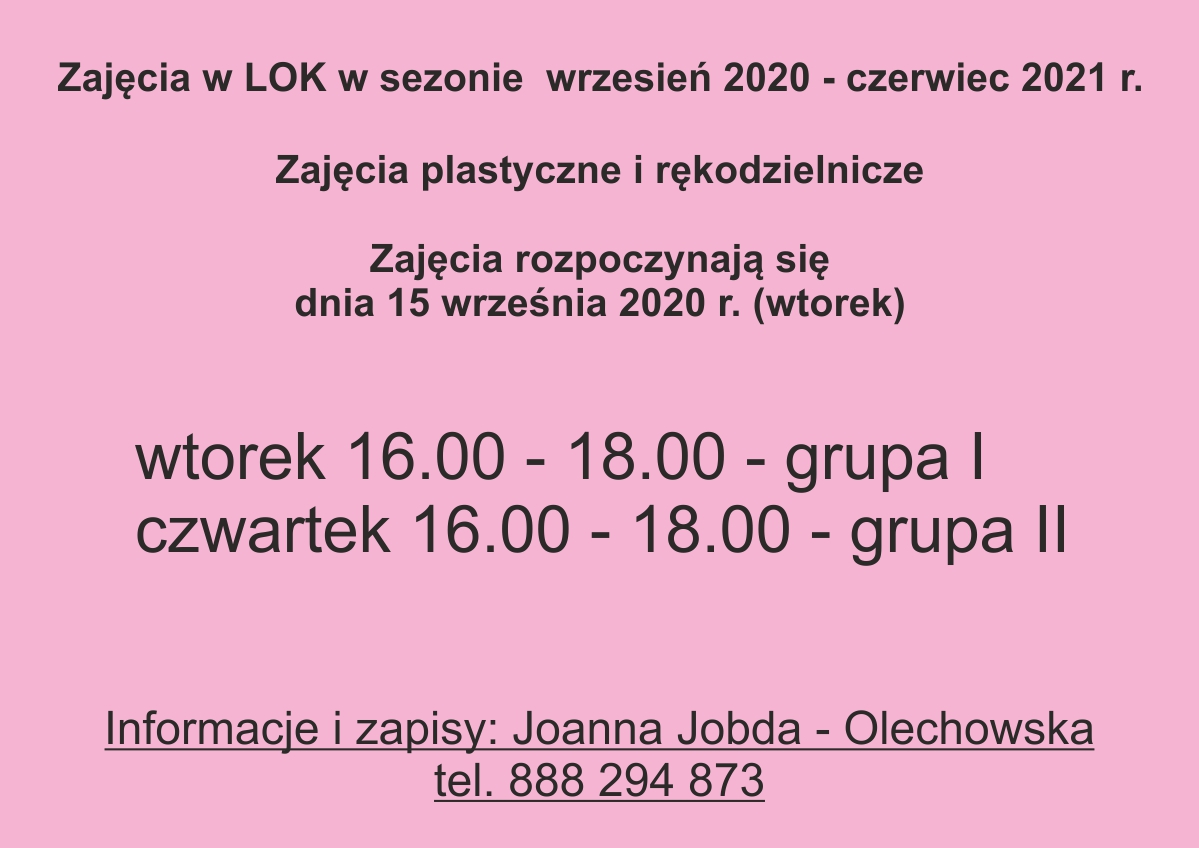 Zajęcia plastyczne i rękodzielnicze 2020/2021