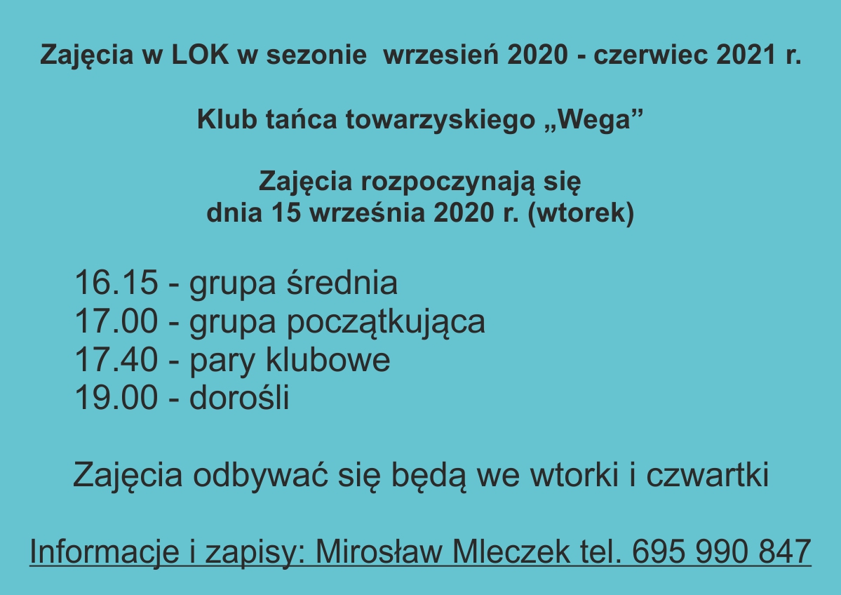 Zajęcia tańca towarzyskiego 2020/2021