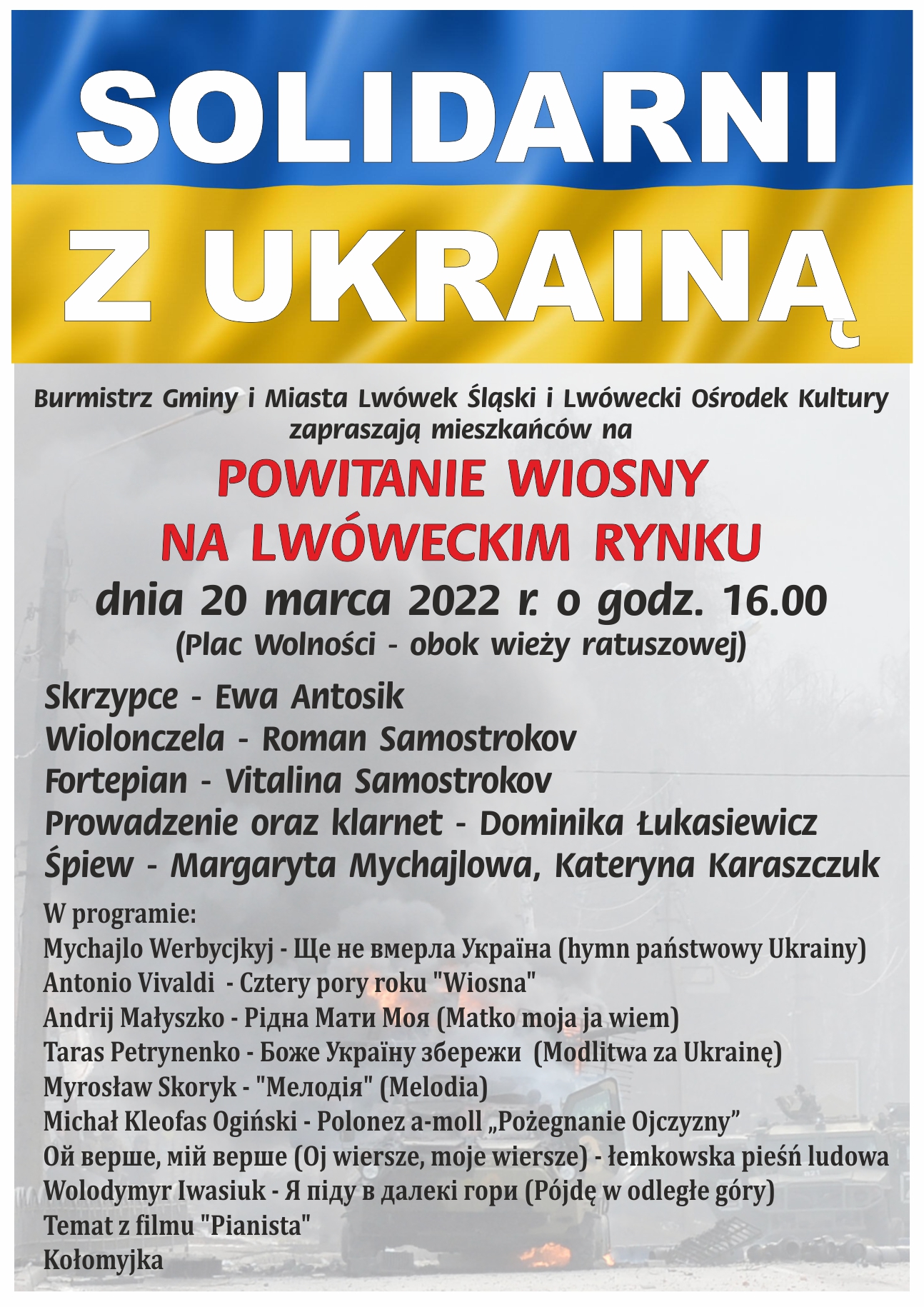 Koncert – Powitanie wiosny na lwóweckim rynku. Solidarni z Ukrainą