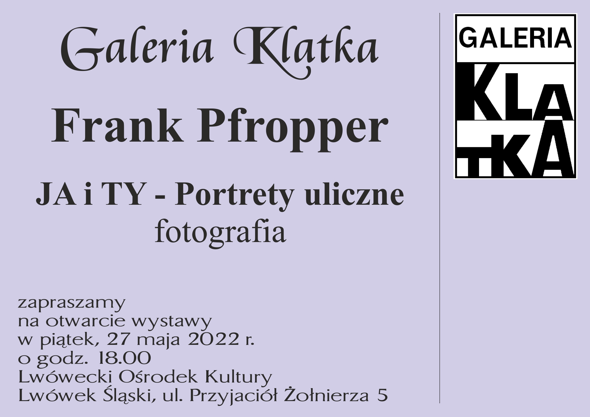 TY i JA – Otwarcie wystawy fotografii Franka Pfroppera