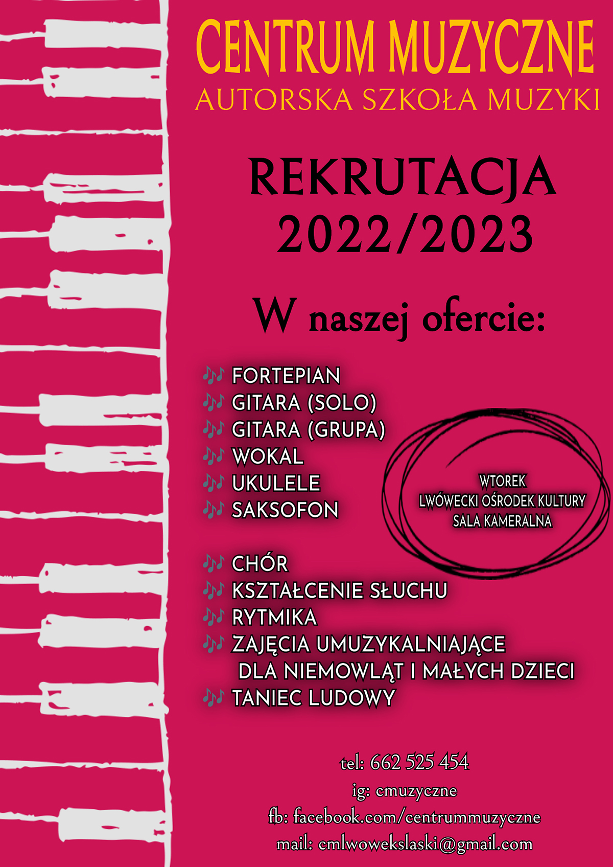 Centrum Muzyczne Autorska Szkoła Muzyki – rekrutacja