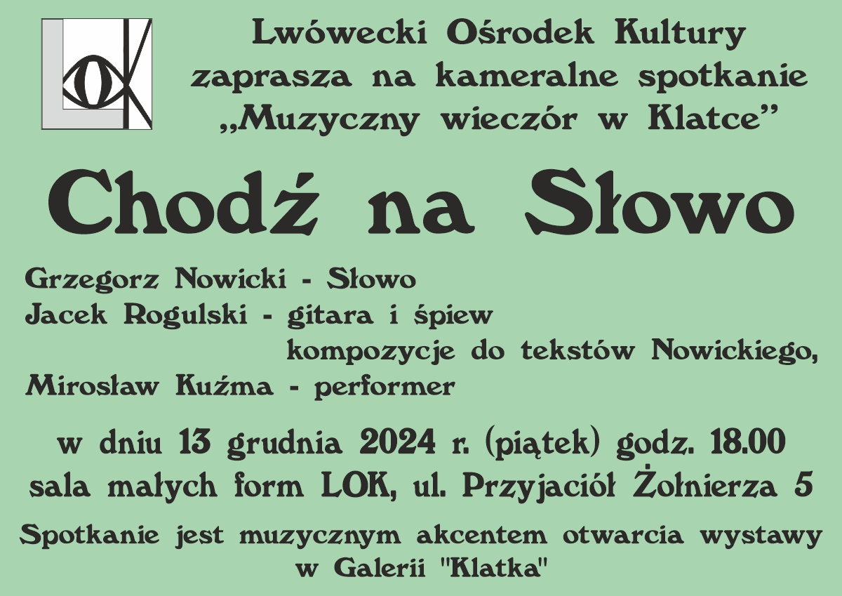 Chodź na Słowo – spektakl towarzyszący otwarciu wystawy Mirosława Kuźmy